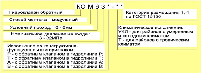 Условное обозначение Клапана КОМ 6.3 Структура условного обозначения Клапана КОМ 6.3